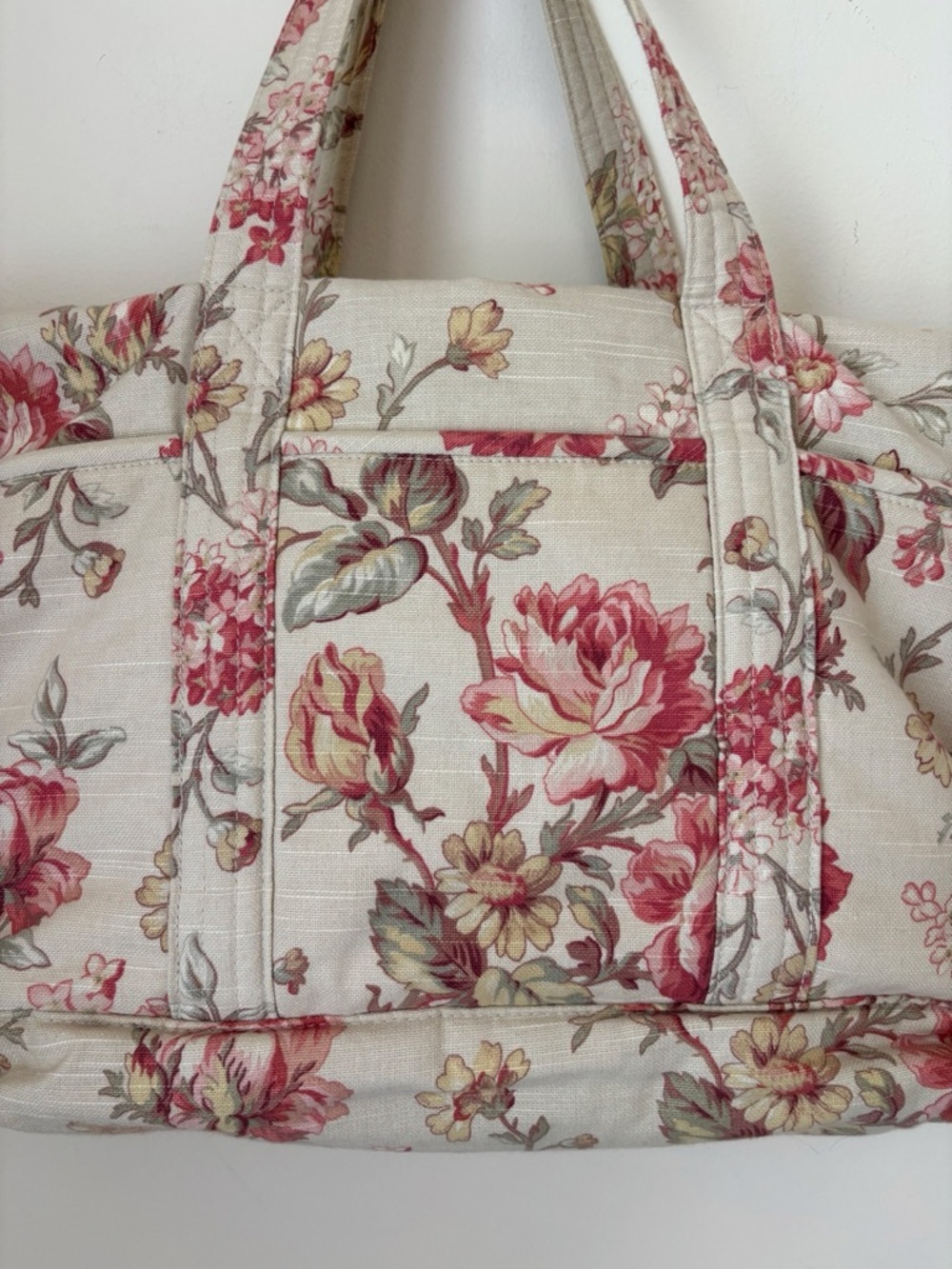 Vintage 90's Ralph Lauren Floral Fabric Tote Diaper Bag 16 X 13 X 7 Preppy - Picture 2 of 8